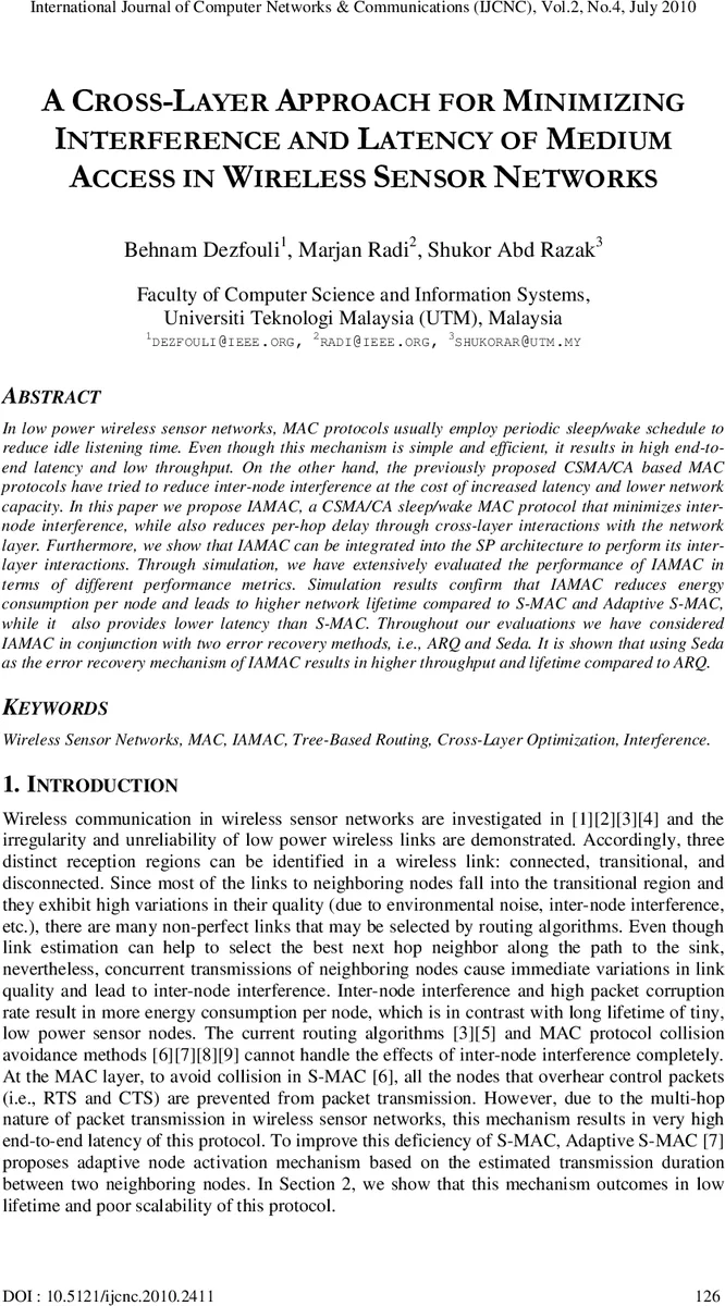 A Cross-Layer Approach for Minimizing Interference and Latency of Medium   Access in Wireless Sensor Networks