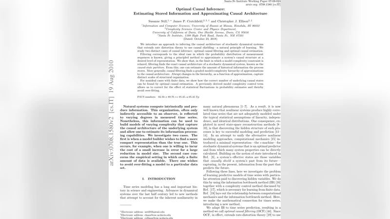 Optimal Causal Inference: Estimating Stored Information and   Approximating Causal Architecture