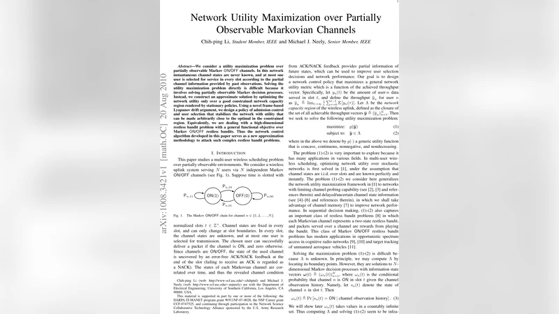 Network Utility Maximization over Partially Observable Markovian   Channels