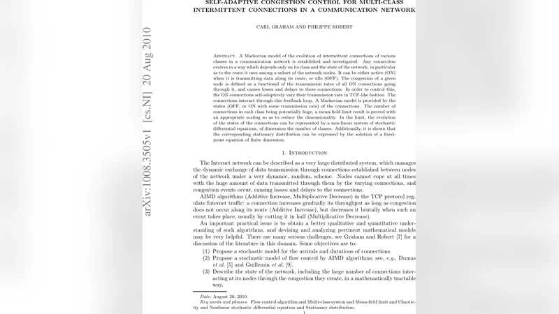 Self-adaptive congestion control for multi-class intermittent   connections in a communication network