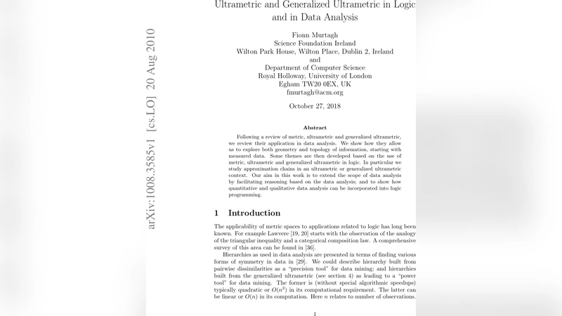 Ultrametric and Generalized Ultrametric in Computational Logic and in   Data Analysis