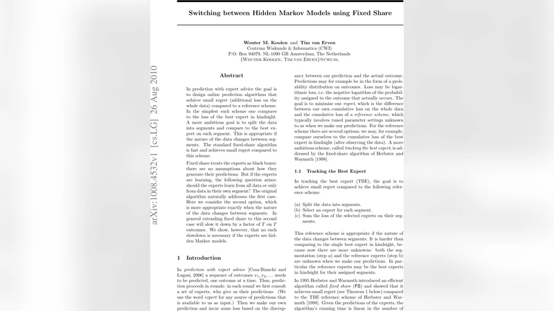 Switching between Hidden Markov Models using Fixed Share