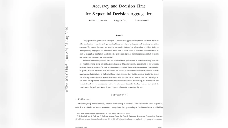 Accuracy and Decision Time for Sequential Decision Aggregation