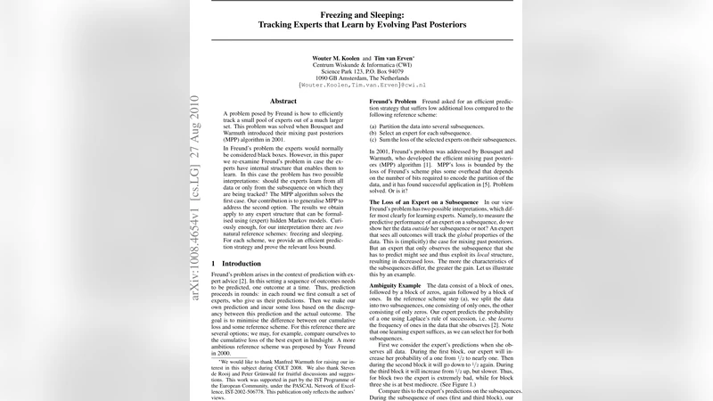 Freezing and Sleeping: Tracking Experts that Learn by Evolving Past   Posteriors