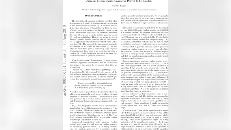 Quantum Measurements Cannot be Proved to be Random