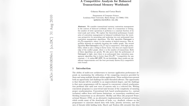 A Competitive Analysis for Balanced Transactional Memory Workloads