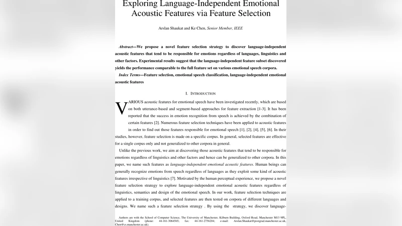 Exploring Language-Independent Emotional Acoustic Features via Feature   Selection