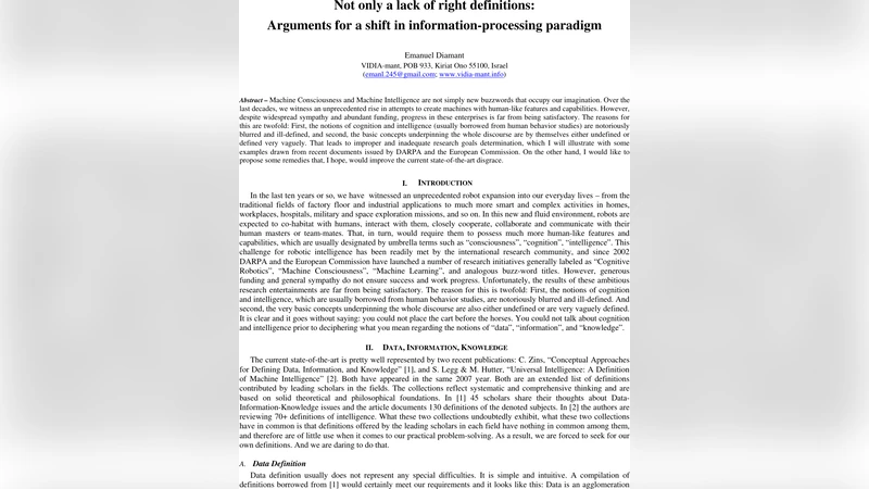 Not only a lack of right definitions: Arguments for a shift in   information-processing paradigm
