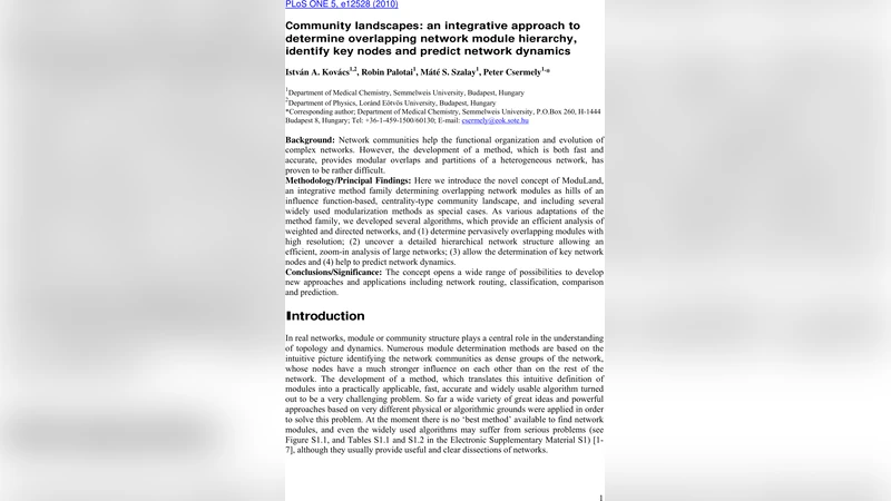 Community landscapes: an integrative approach to determine overlapping   network module hierarchy, identify key nodes and predict network dynamics