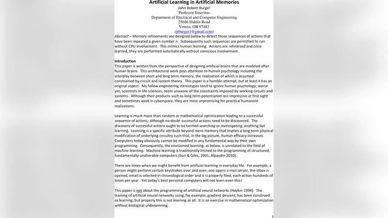 Artificial Learning in Artificial Memories