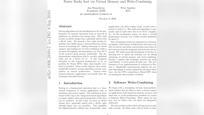Faster Radix Sort via Virtual Memory and Write-Combining