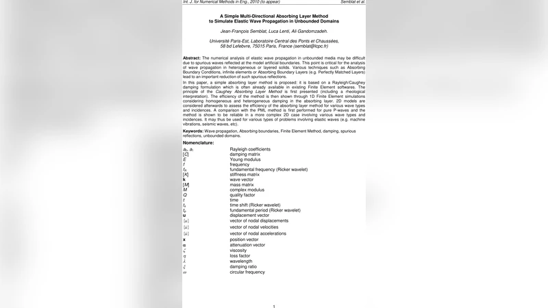 A Simple Multi-Directional Absorbing Layer Method to Simulate Elastic   Wave Propagation in Unbounded Domains