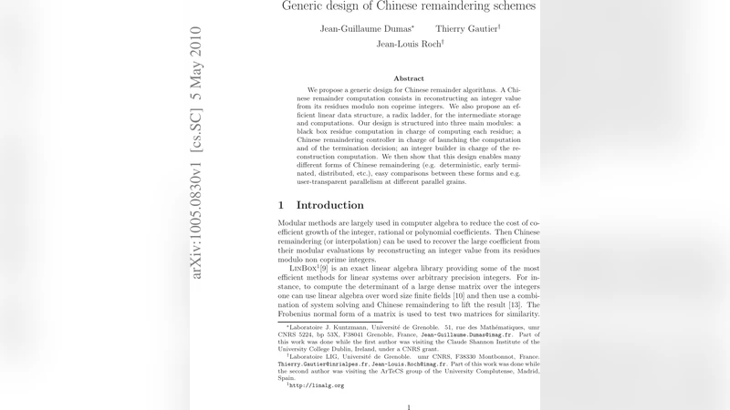 Generic design of Chinese remaindering schemes