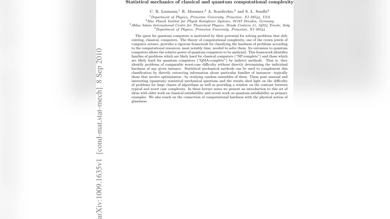 Statistical mechanics of classical and quantum computational complexity