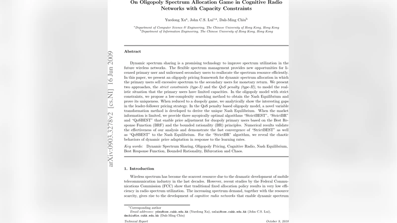 On Oligopoly Spectrum Allocation Game in Cognitive Radio Networks with   Capacity Constraints
