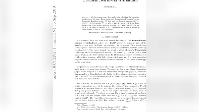 A discrete Gauss-Bonnet type theorem
