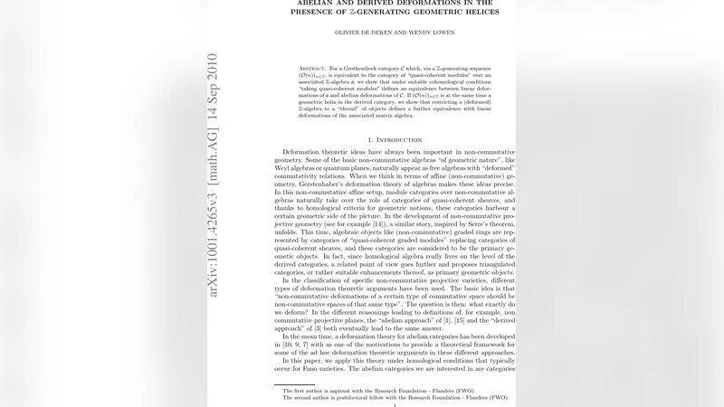 Abelian and derived deformations in the presence of Z-generating   geometric helices