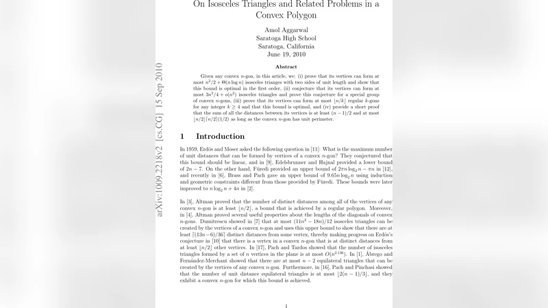 On Isosceles Triangles and Related Problems in a Convex Polygon
