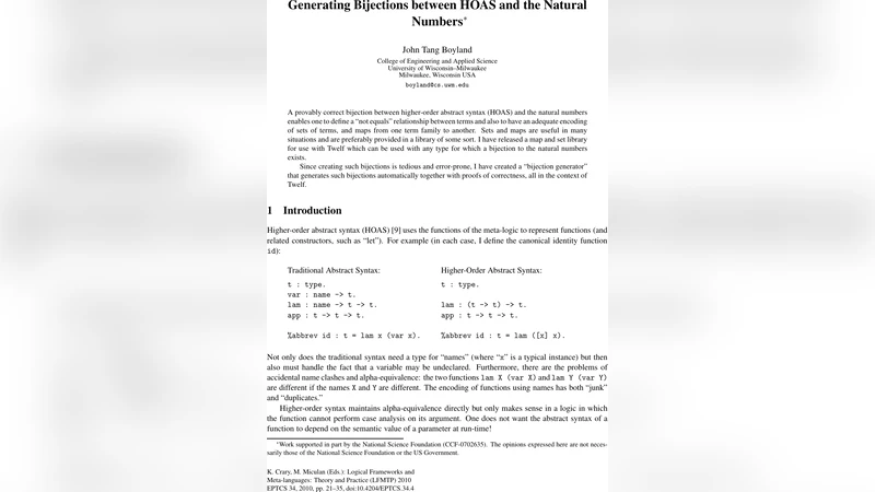 Generating Bijections between HOAS and the Natural Numbers
