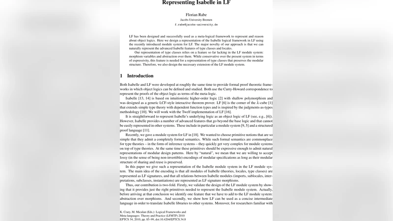 Representing Isabelle in LF