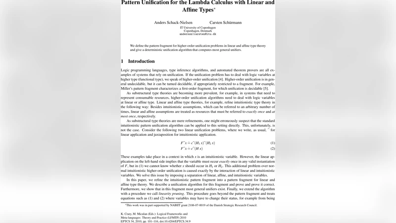 Pattern Unification for the Lambda Calculus with Linear and Affine Types
