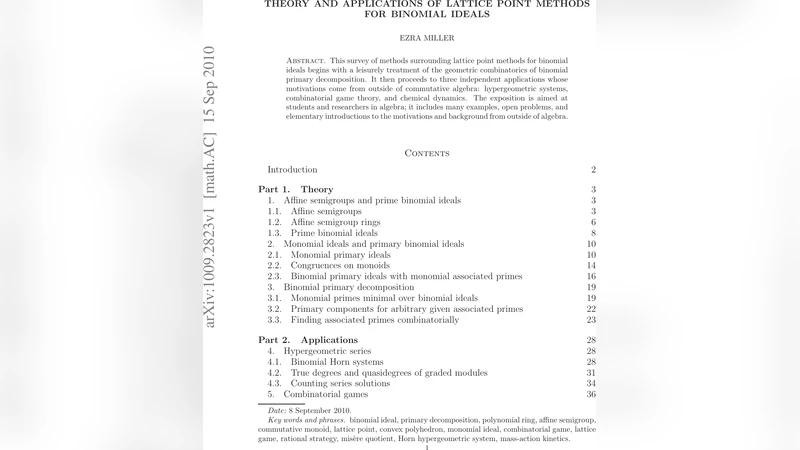 Theory and applications of lattice point methods for binomial ideals