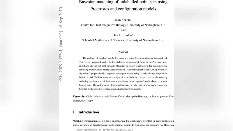 Bayesian matching of unlabelled point sets using Procrustes and   configuration models