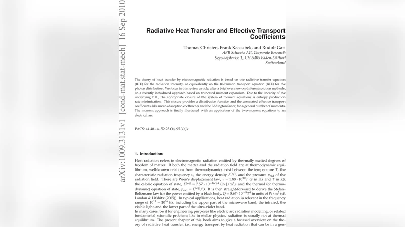 Radiative Heat Transfer and Effective Transport Coefficients