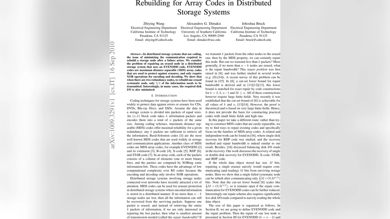 Rebuilding for Array Codes in Distributed Storage Systems