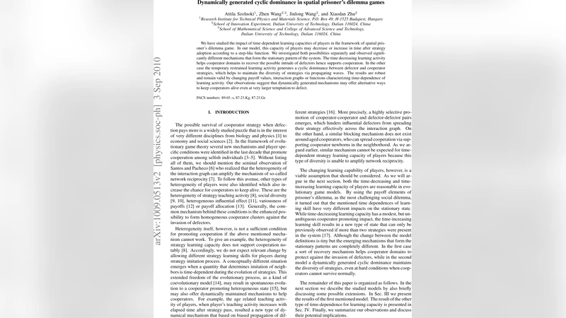 Dynamically generated cyclic dominance in spatial prisoners dilemma   games
