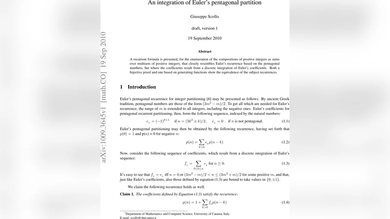 An integration of Eulers pentagonal partition