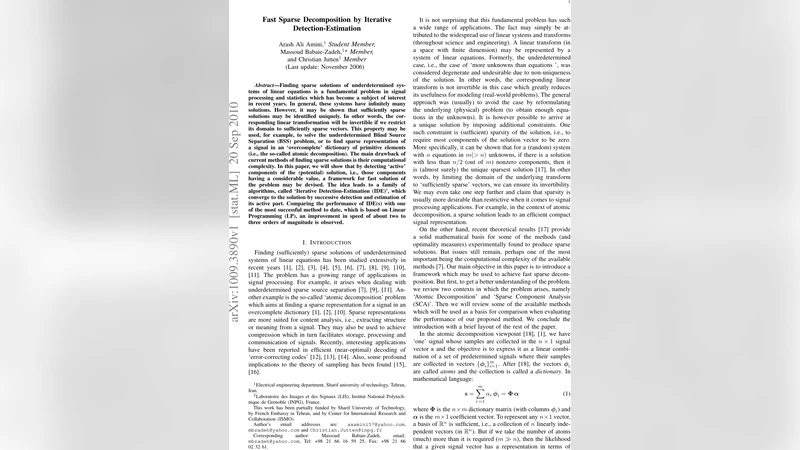 Fast Sparse Decomposition by Iterative Detection-Estimation