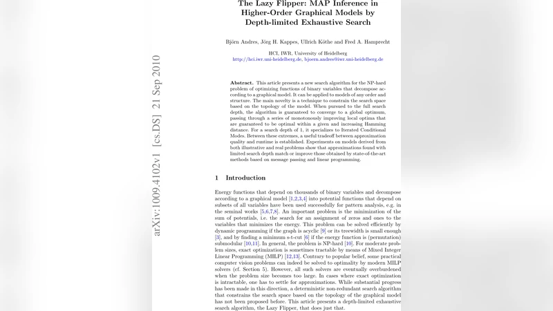 The Lazy Flipper: MAP Inference in Higher-Order Graphical Models by   Depth-limited Exhaustive Search