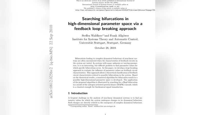 Searching bifurcations in high-dimensional parameter space via a   feedback loop breaking approach