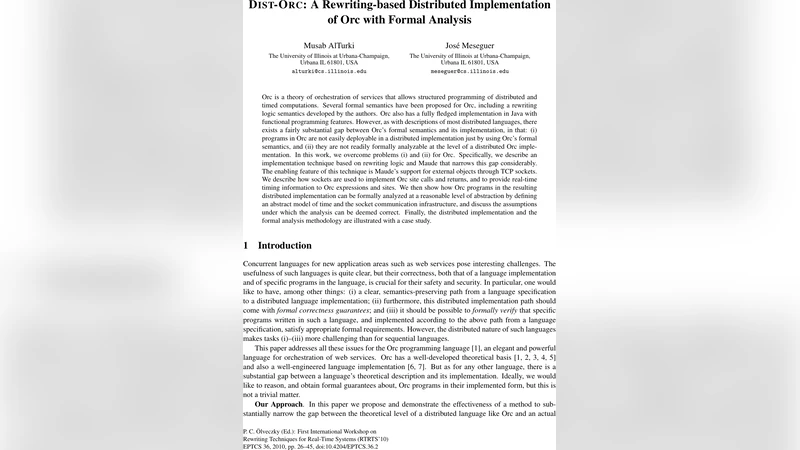 Dist-Orc: A Rewriting-based Distributed Implementation of Orc with   Formal Analysis