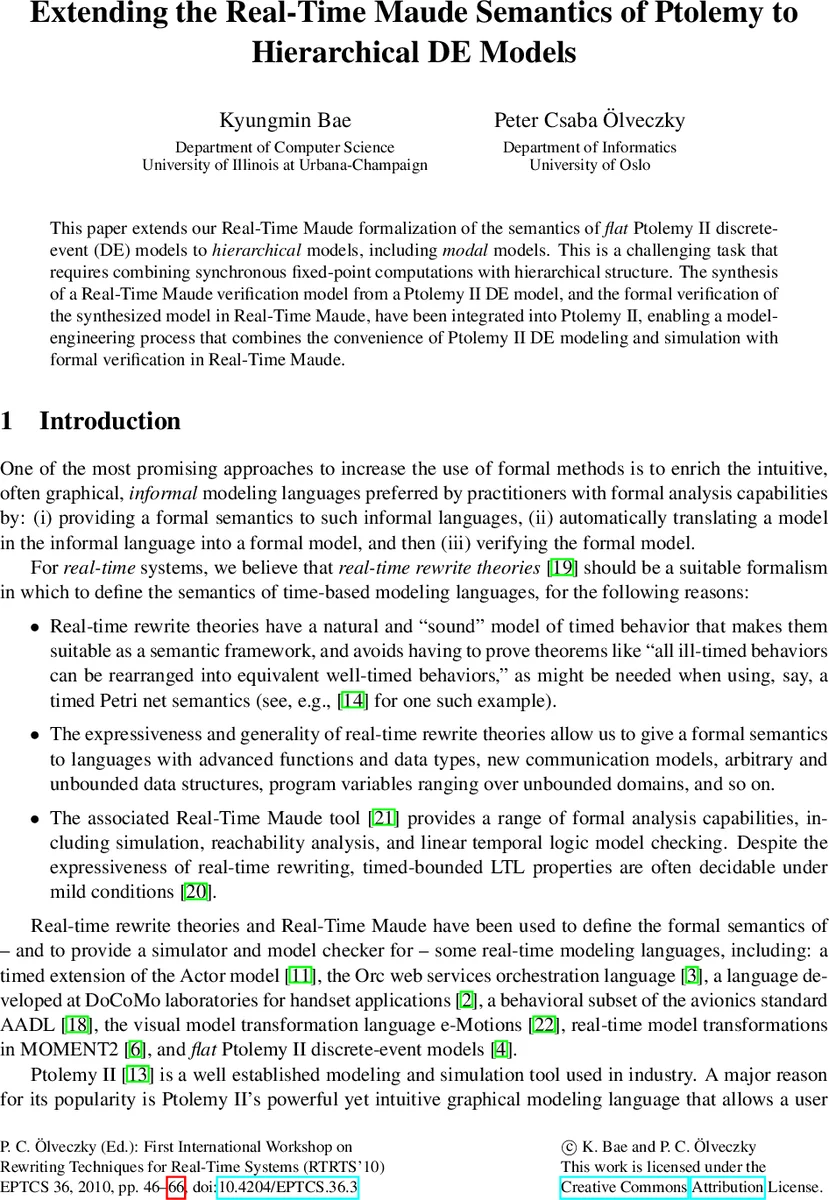 Extending the Real-Time Maude Semantics of Ptolemy to Hierarchical DE   Models