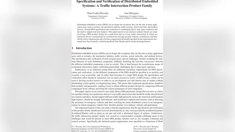 Specification and Verification of Distributed Embedded Systems: A   Traffic Intersection Product Family