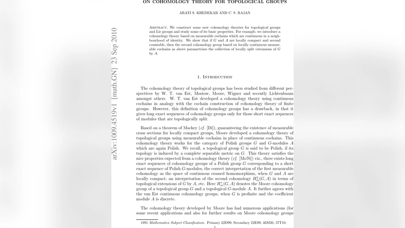 On Cohomology theory for topological groups