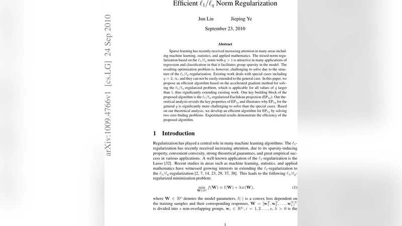 Efficient L1/Lq Norm Regularization