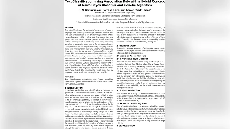 Text Classification using Association Rule with a Hybrid Concept of   Naive Bayes Classifier and Genetic Algorithm