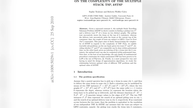 On the complexity of the multiple stack TSP, kSTSP