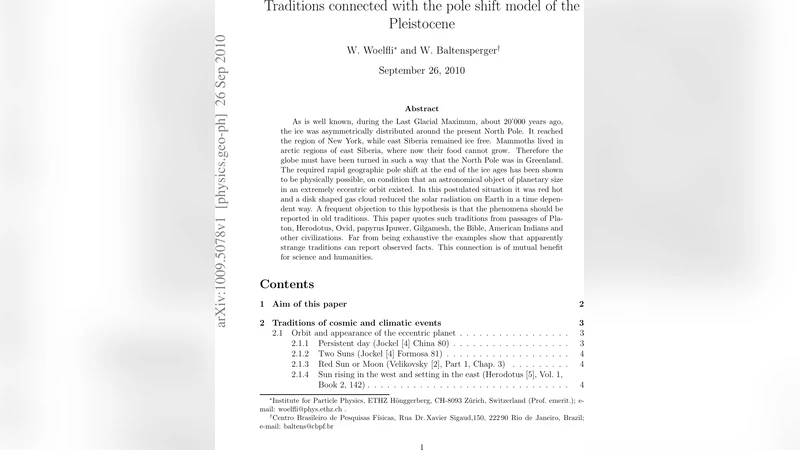 Traditions connected with the pole shift model of the Pleistocene