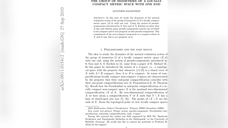The group of isometries of a locally compact metric space with one end