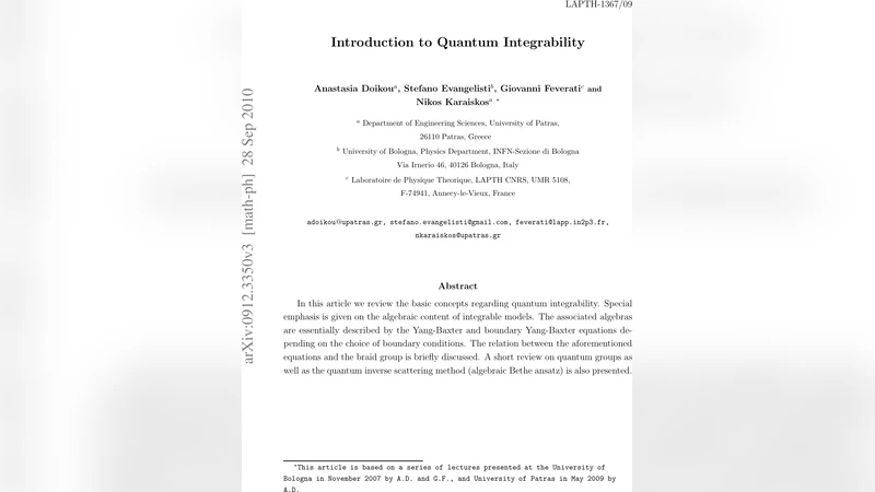 Introduction to Quantum Integrability