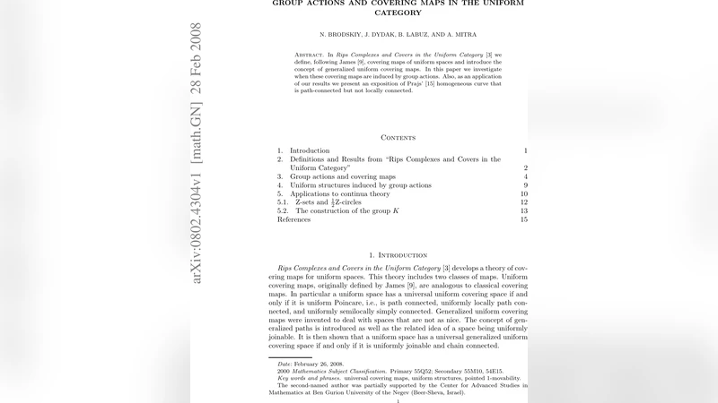 Group Actions and Covering Maps in the Uniform Category