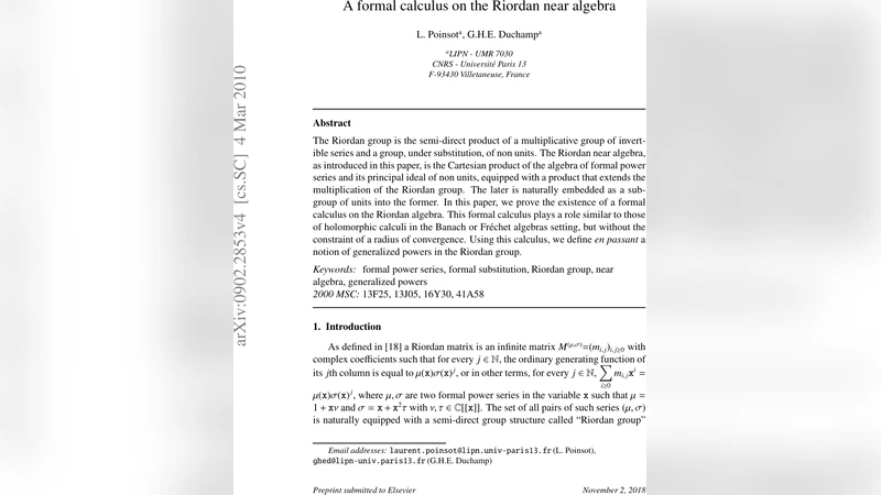 A formal calculus on the Riordan near algebra