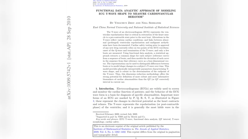 Functional data analytic approach of modeling ECG T-wave shape to   measure cardiovascular behavior