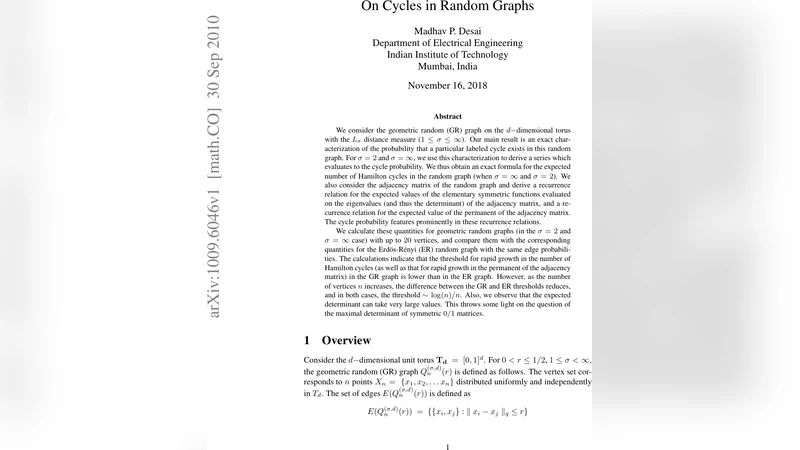 On Cycles in Random Graphs