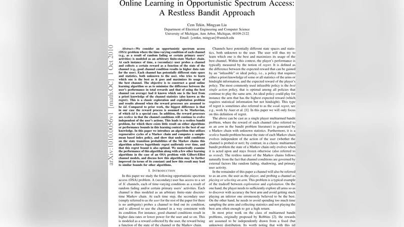 Online Learning in Opportunistic Spectrum Access: A Restless Bandit   Approach
