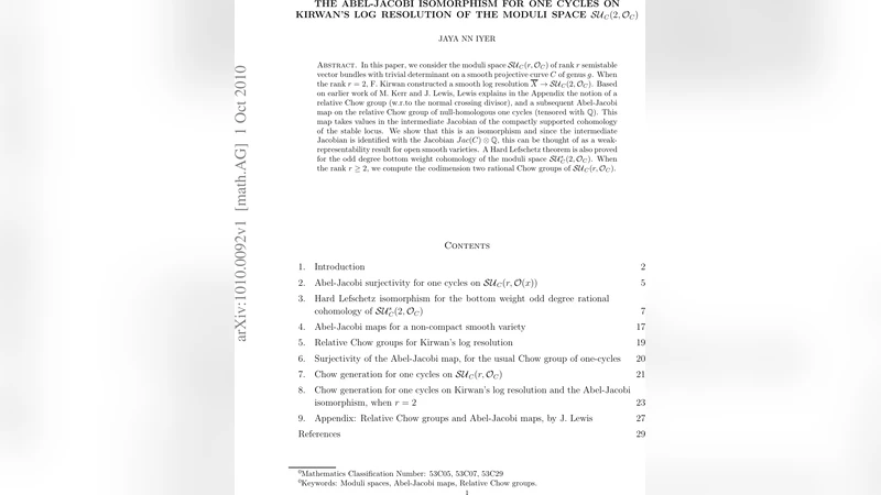 Abel-Jacobi isomorphism for one cycles on Kirwans resolution of the   moduli space SU_C(2,O_C)